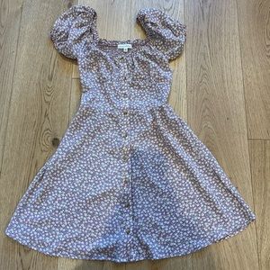 purple floral sweetheart dress